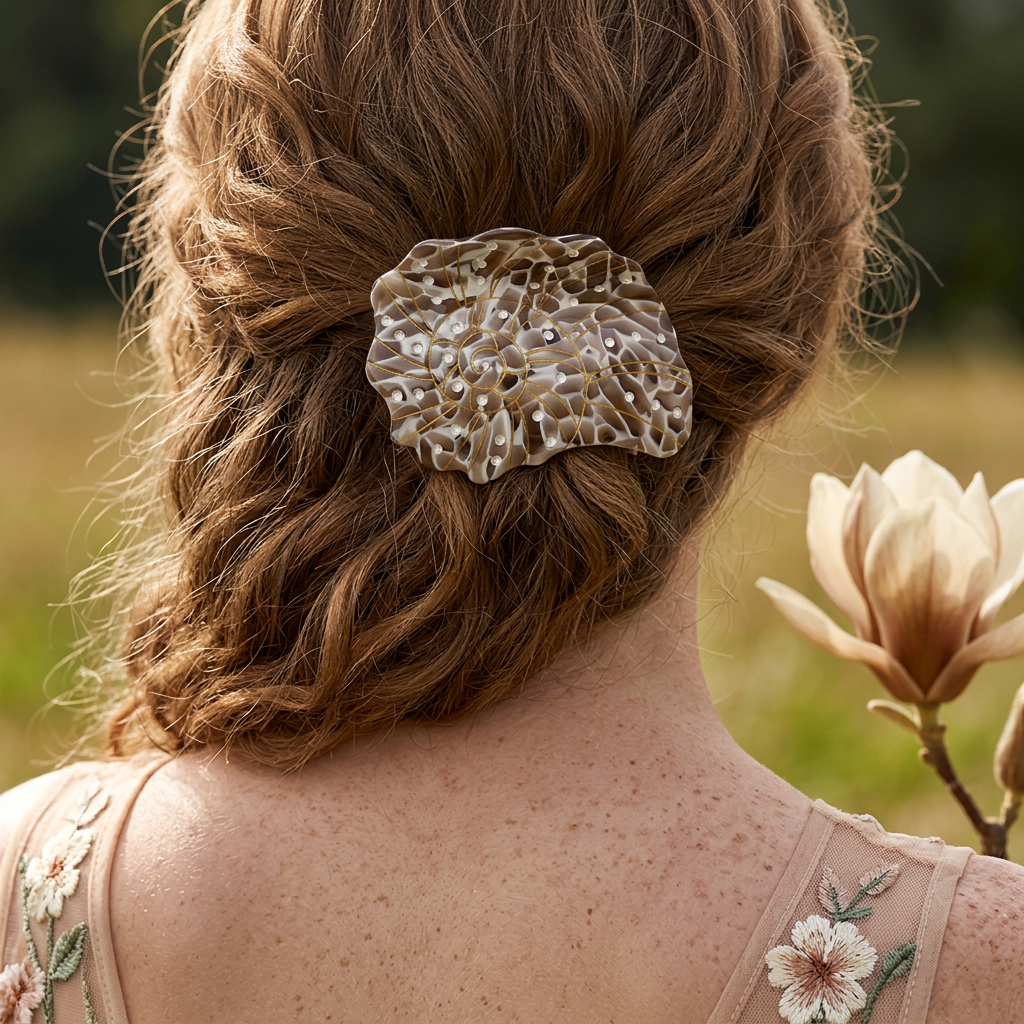 Leovia Golden Shell Barrette Hair accessory