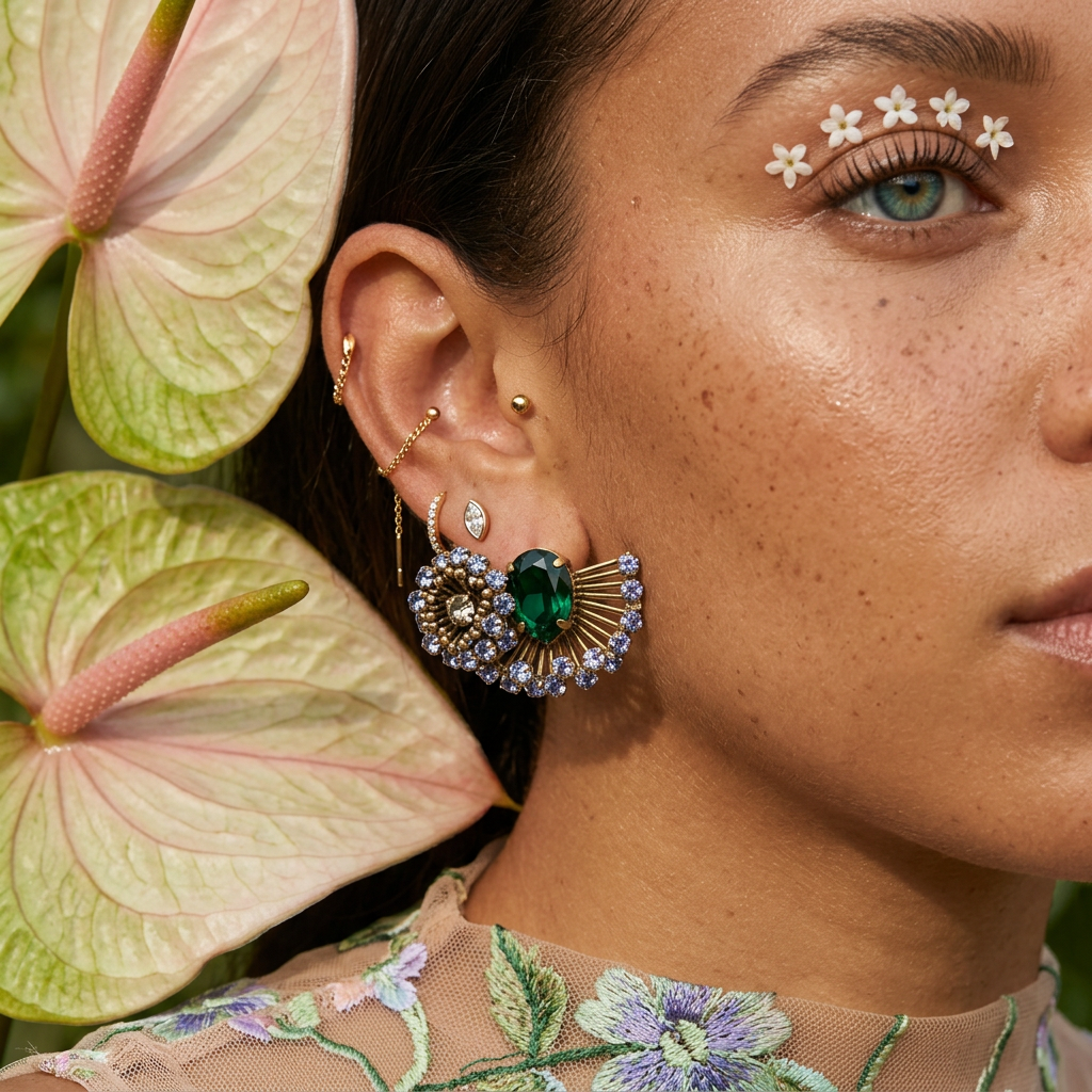 Zaeolia Golden Teardrop Cluster Stud Earrings