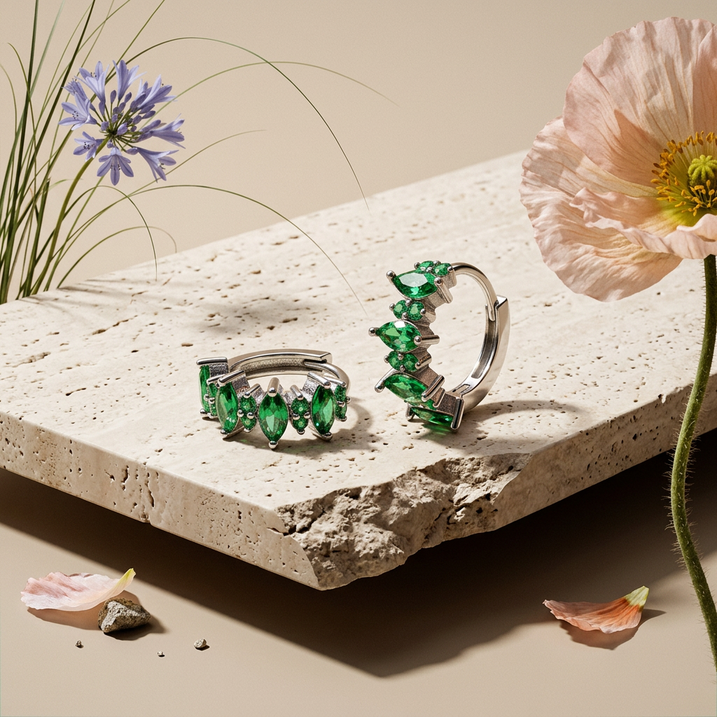 Raelia Silver Cluster Huggie Earrings