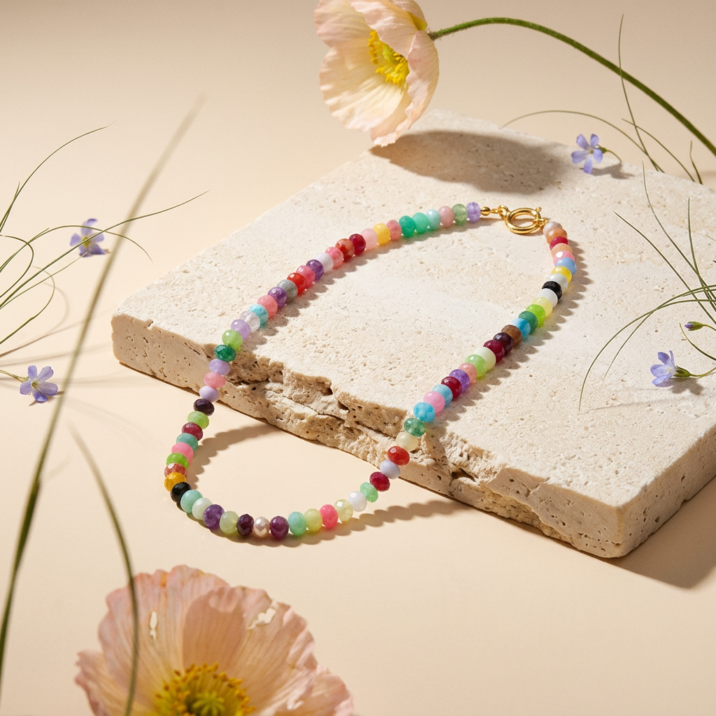 Gaelia Golden Orb Bead Strand Necklace