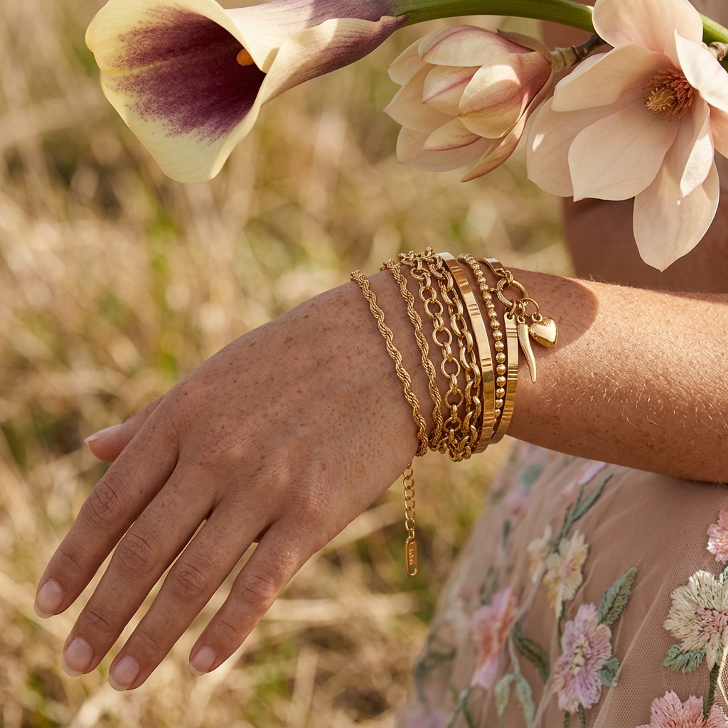 Zionna Golden Wave Chain Bracelet