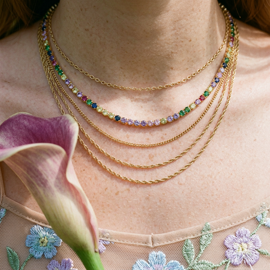 Mialina Golden Chain Choker Necklace