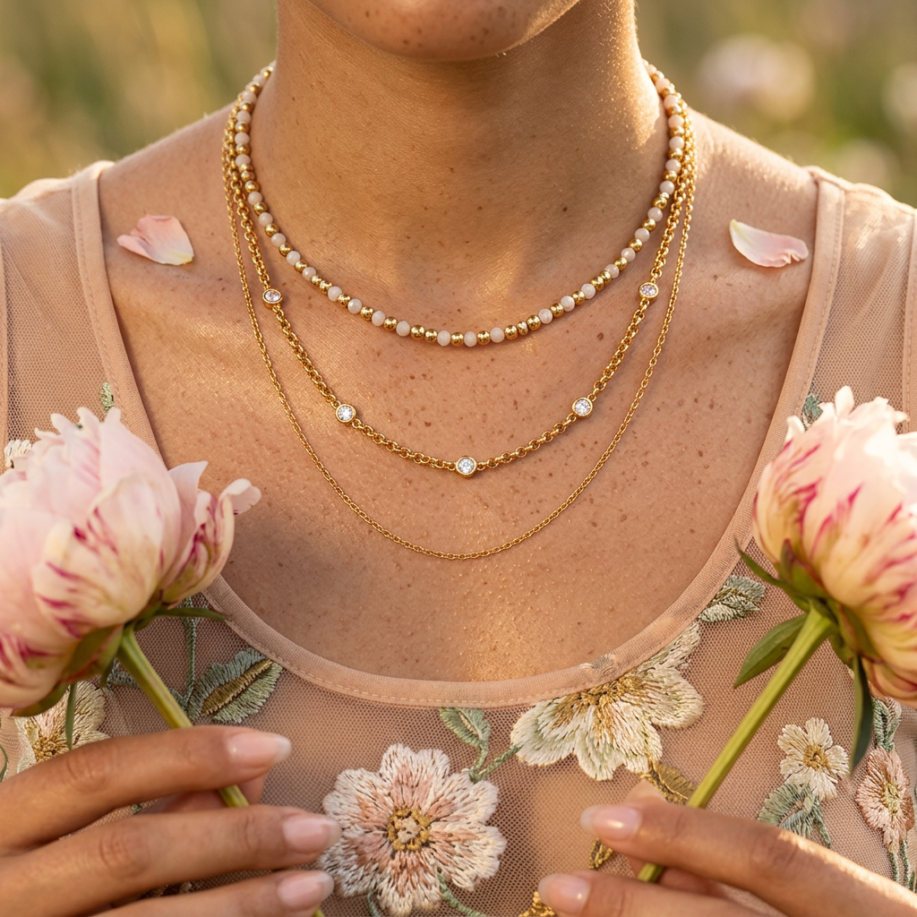 Maelia Golden Orb Chain Necklace