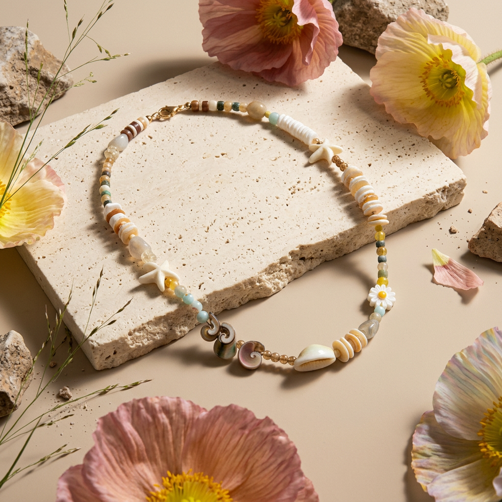Laelia Natural Shell Star Strand Necklace