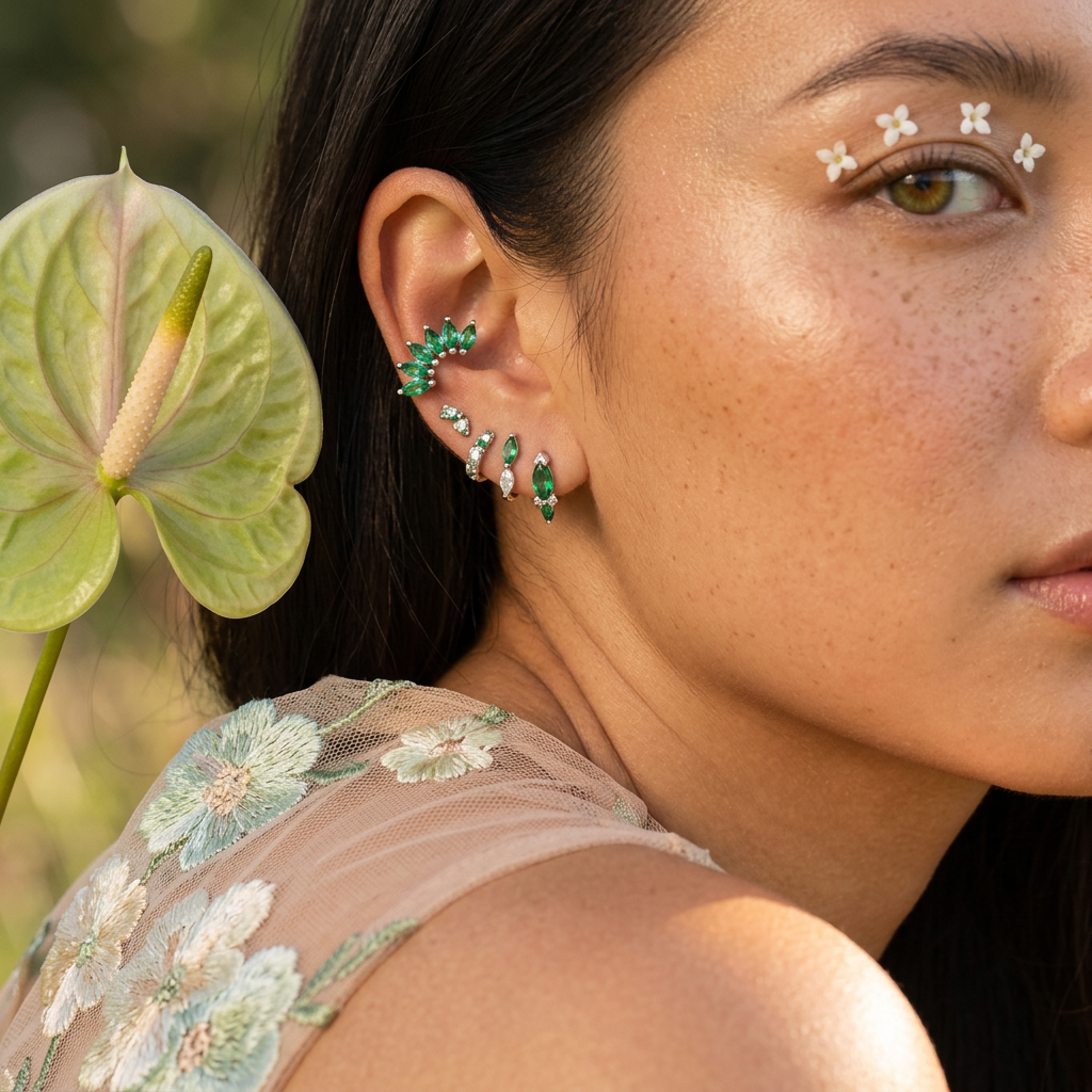 Raelia Silver Cluster Stud Earrings