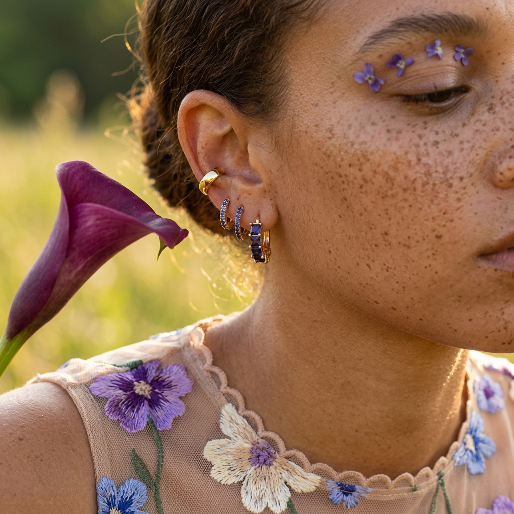 Theania Golden Halo Huggie Earrings