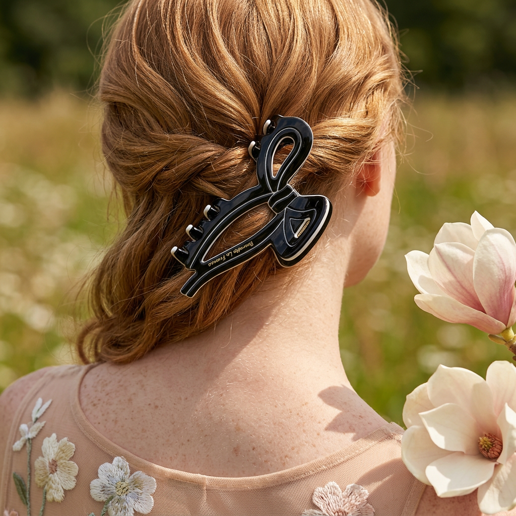 Lealia Silver Bow Claw Clip hair
