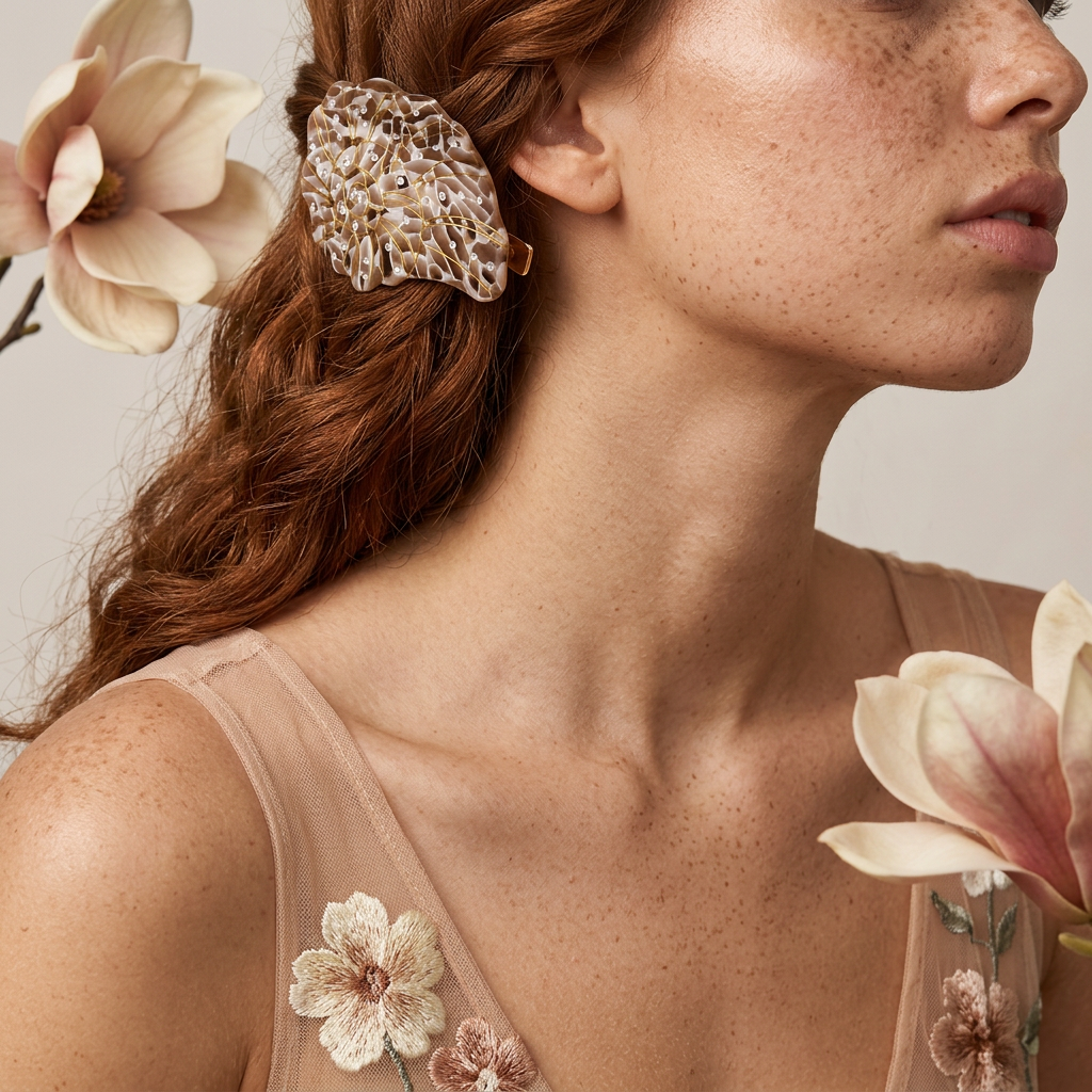 Zeolia Golden Shell Barrette hair
