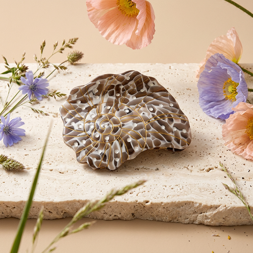 Zeolia Golden Shell Barrette hair
