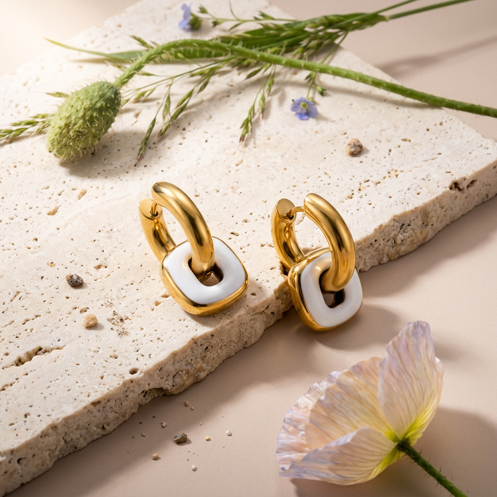Saemia Golden Drop Huggie Earrings