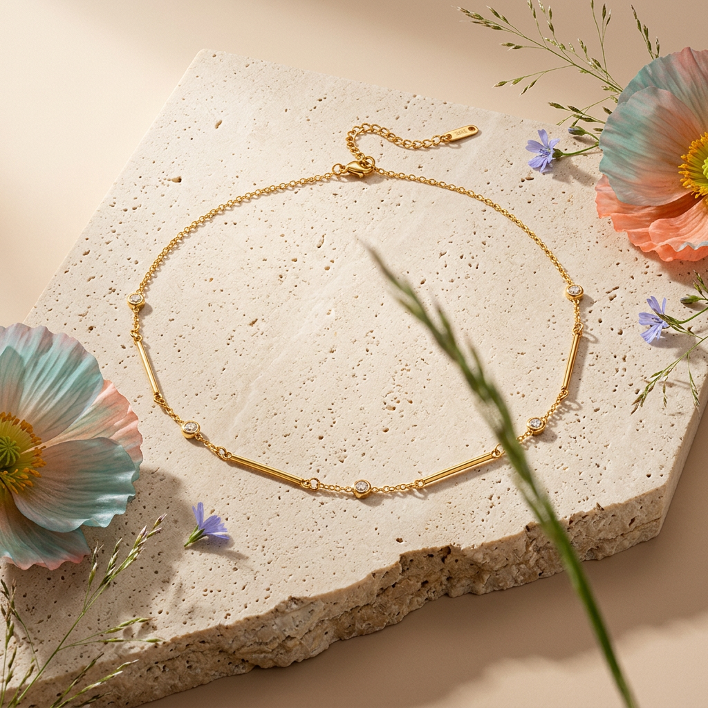 Zaulia Golden Bar Chain Necklace