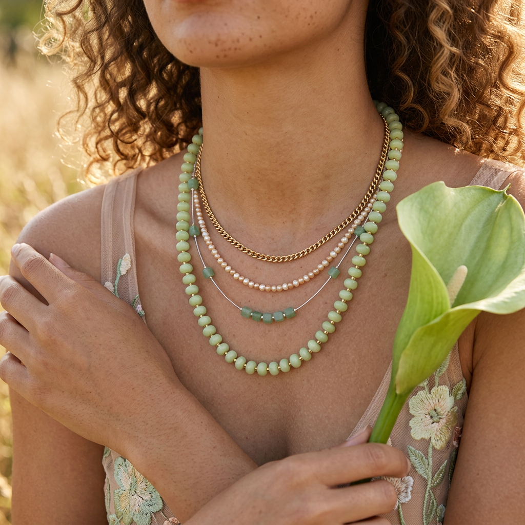 Vearlia Golden Disc Strand Necklace