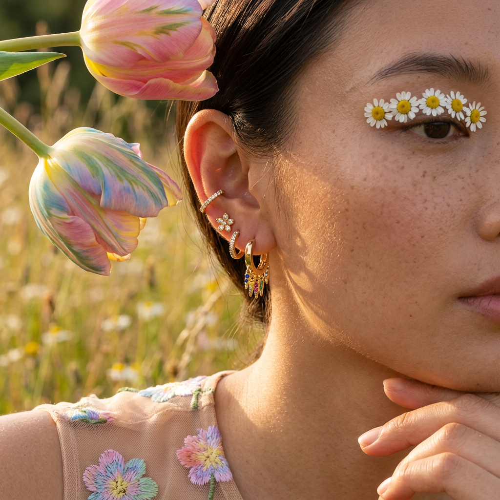 Ciania Golden Drop Huggie Earrings