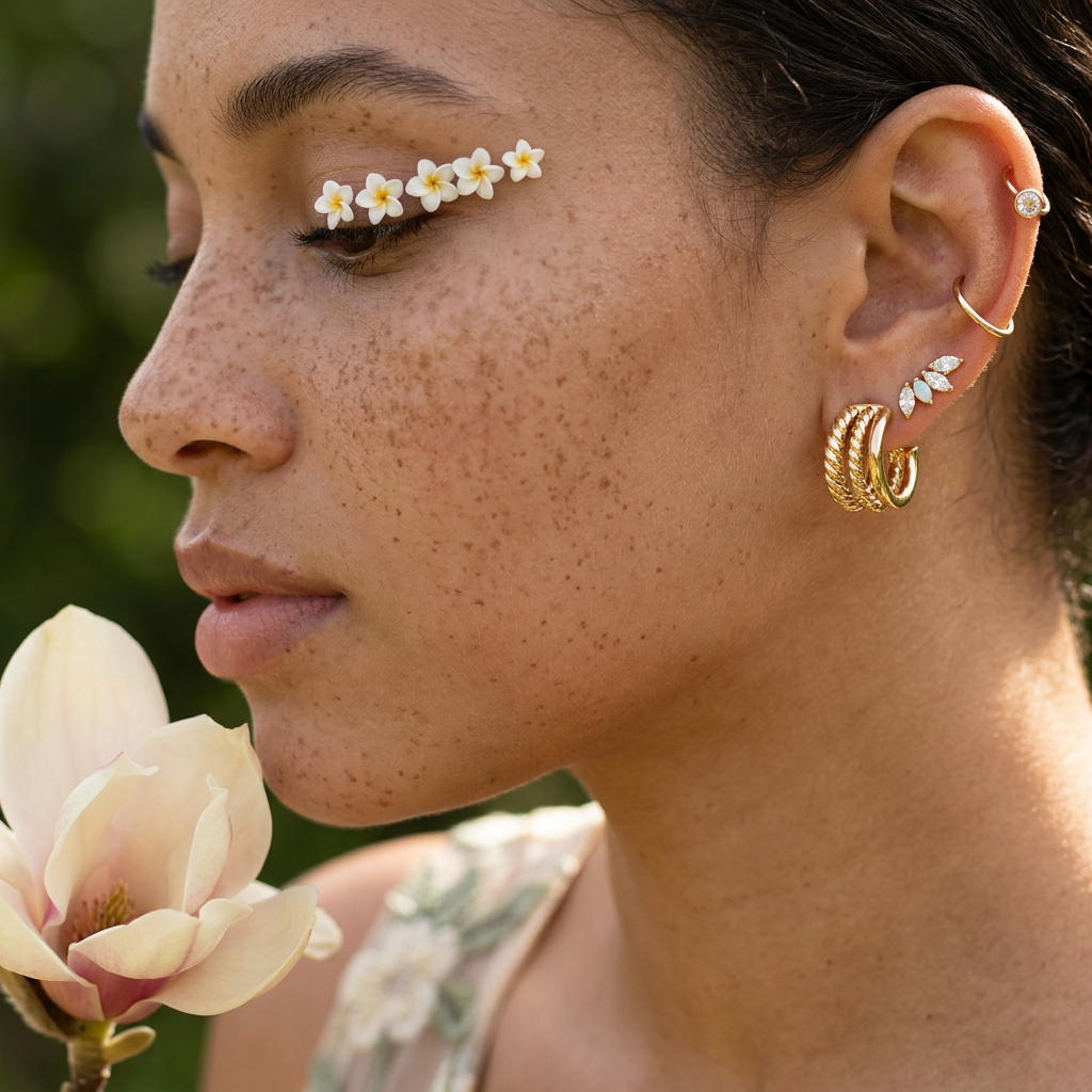 Vaeolia Golden Band Huggie Earrings