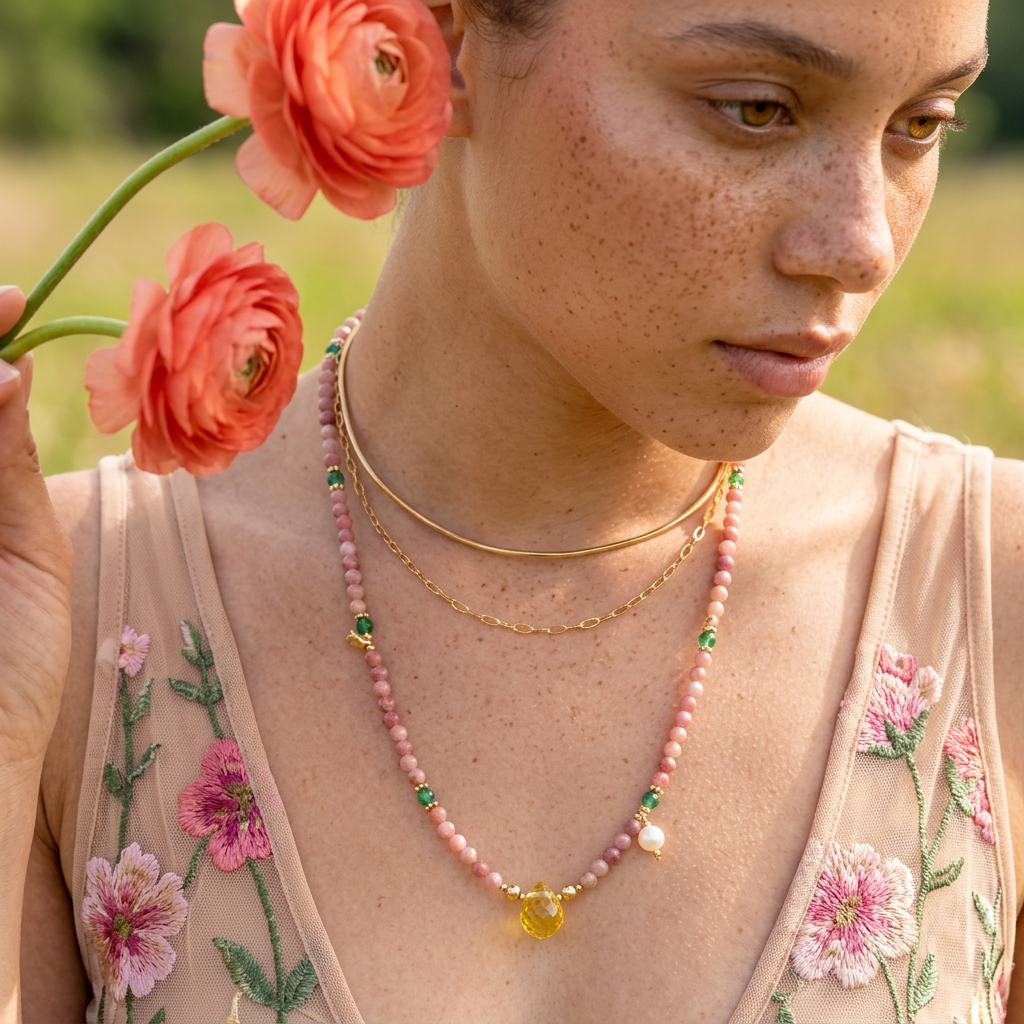 Qiovia Golden Drop Pendant Necklace