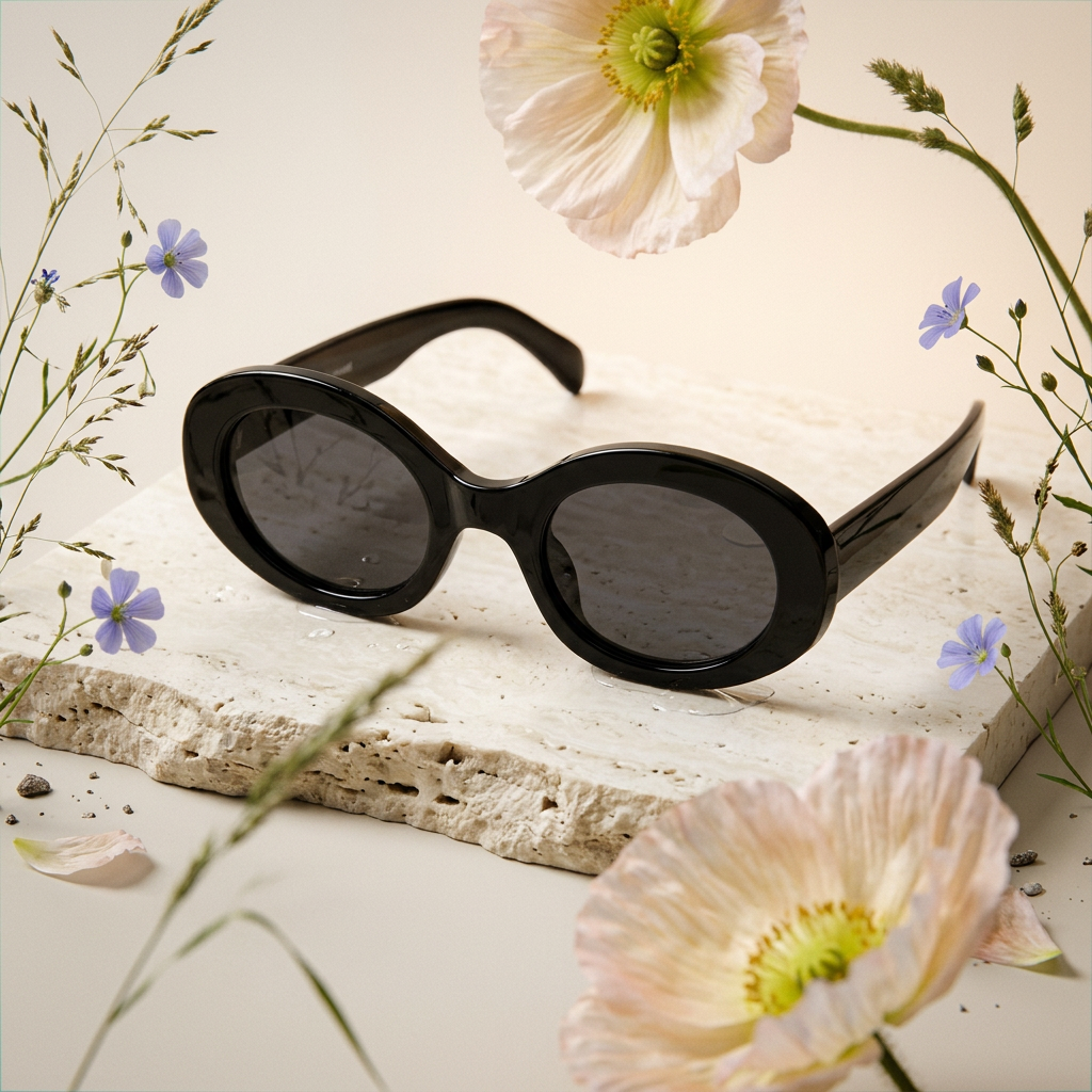 Ziovia Acrylic Oval Frame Sunglasses