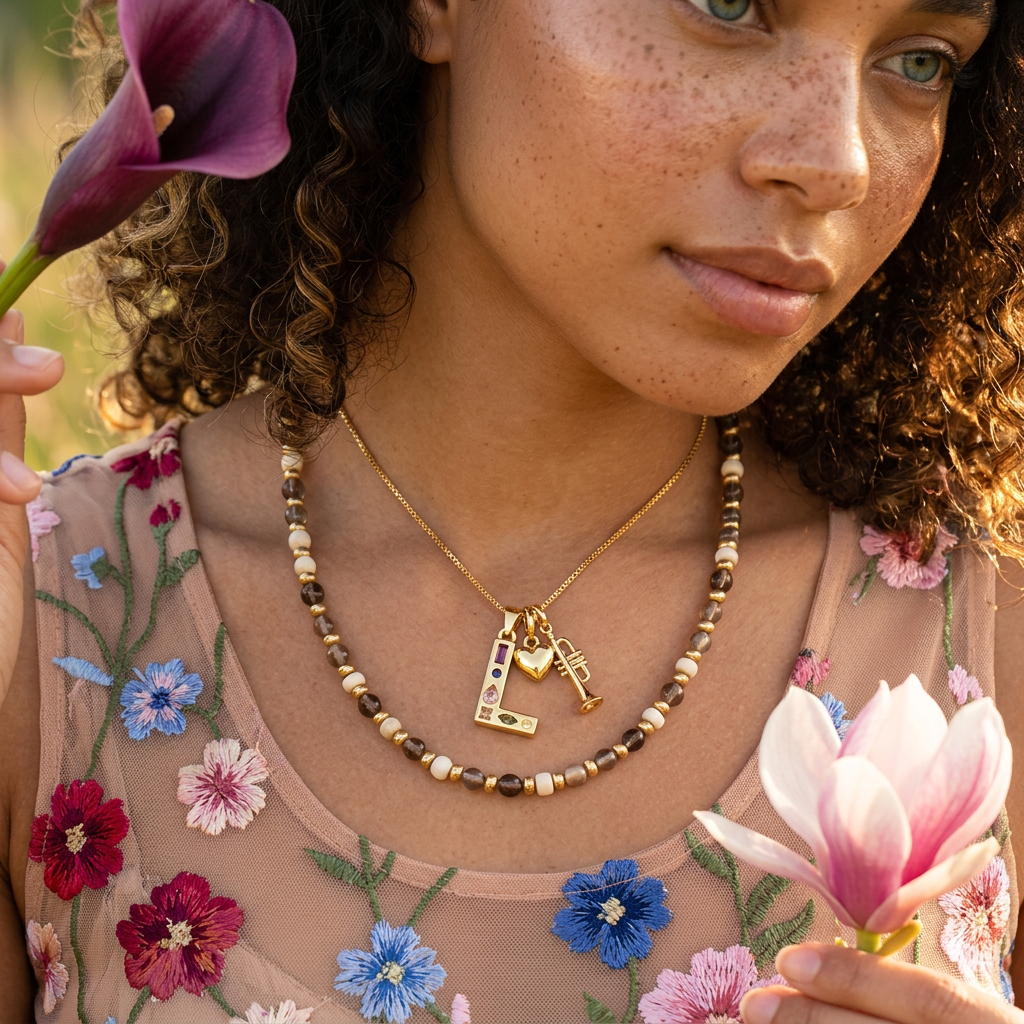Gialia Golden Bar Pendant Necklace