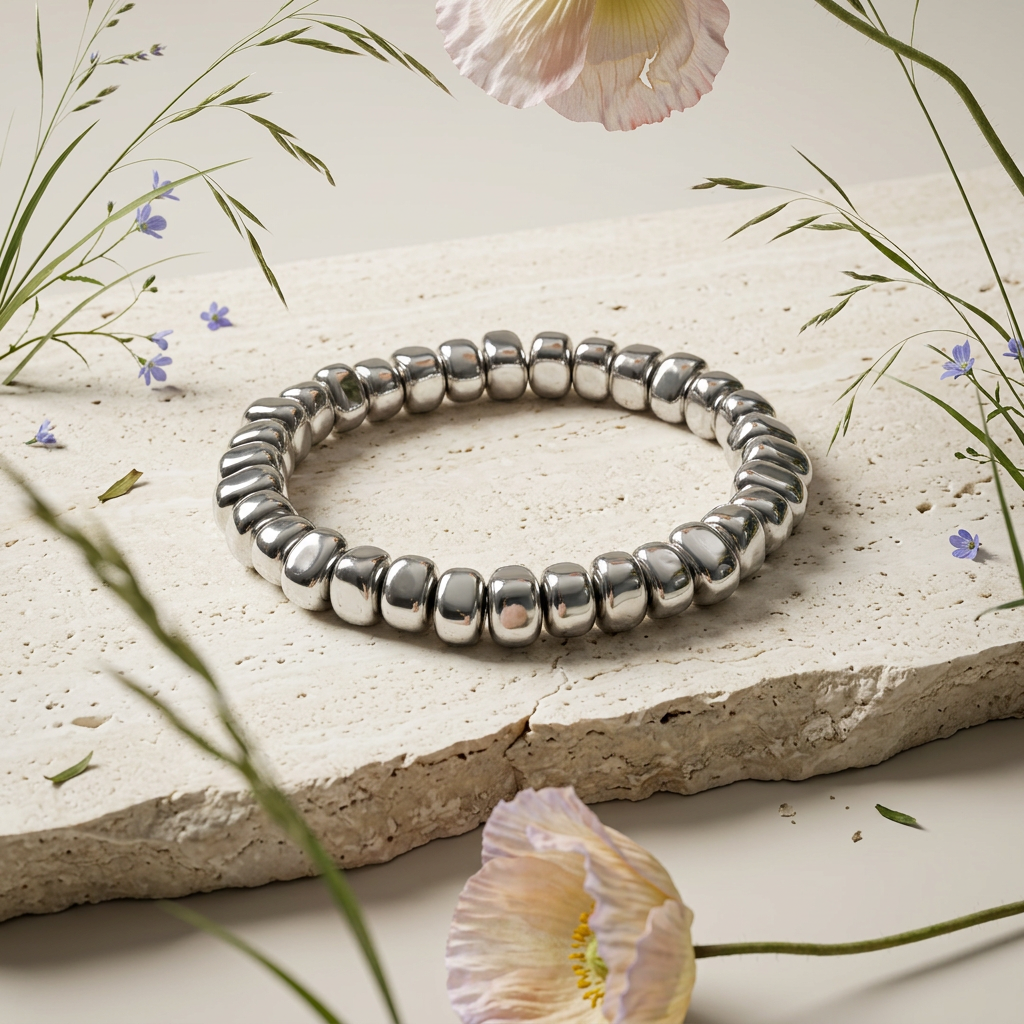 Zealia Silver Pebble Strand Bracelet