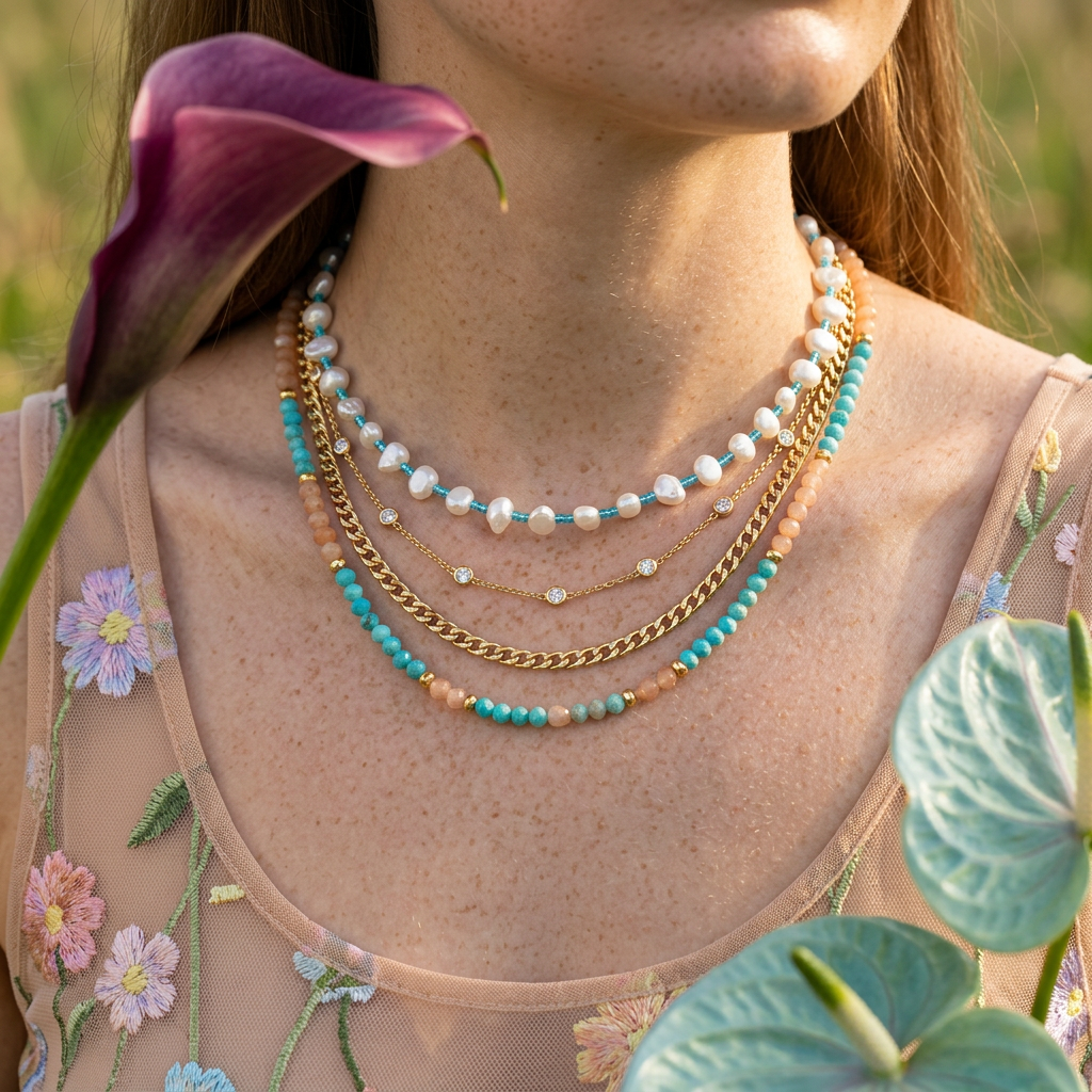 Naevia Golden Pearl Choker Necklace