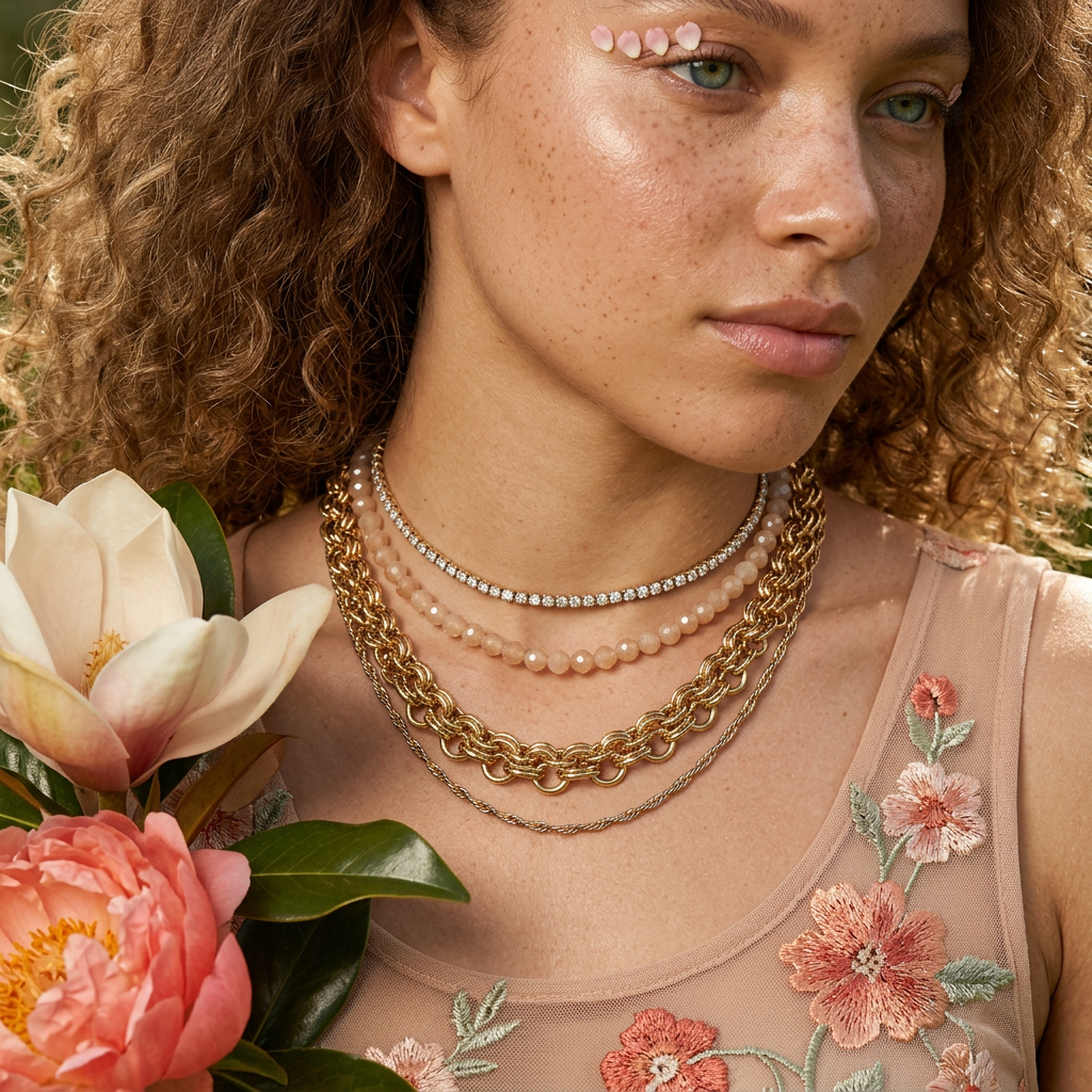Violia Golden Chain Collar Necklace
