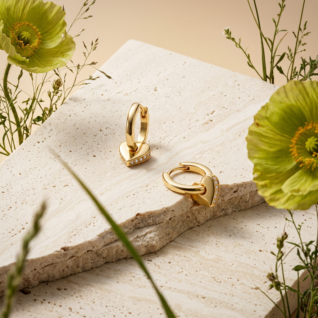 Taulia Golden Heart Huggie Earrings