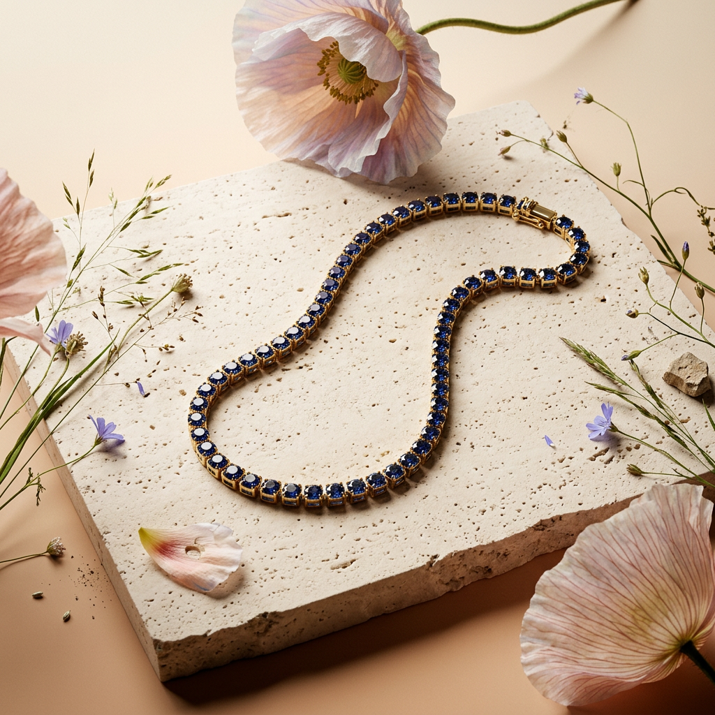 Vealia Golden Orb Tennis Necklace