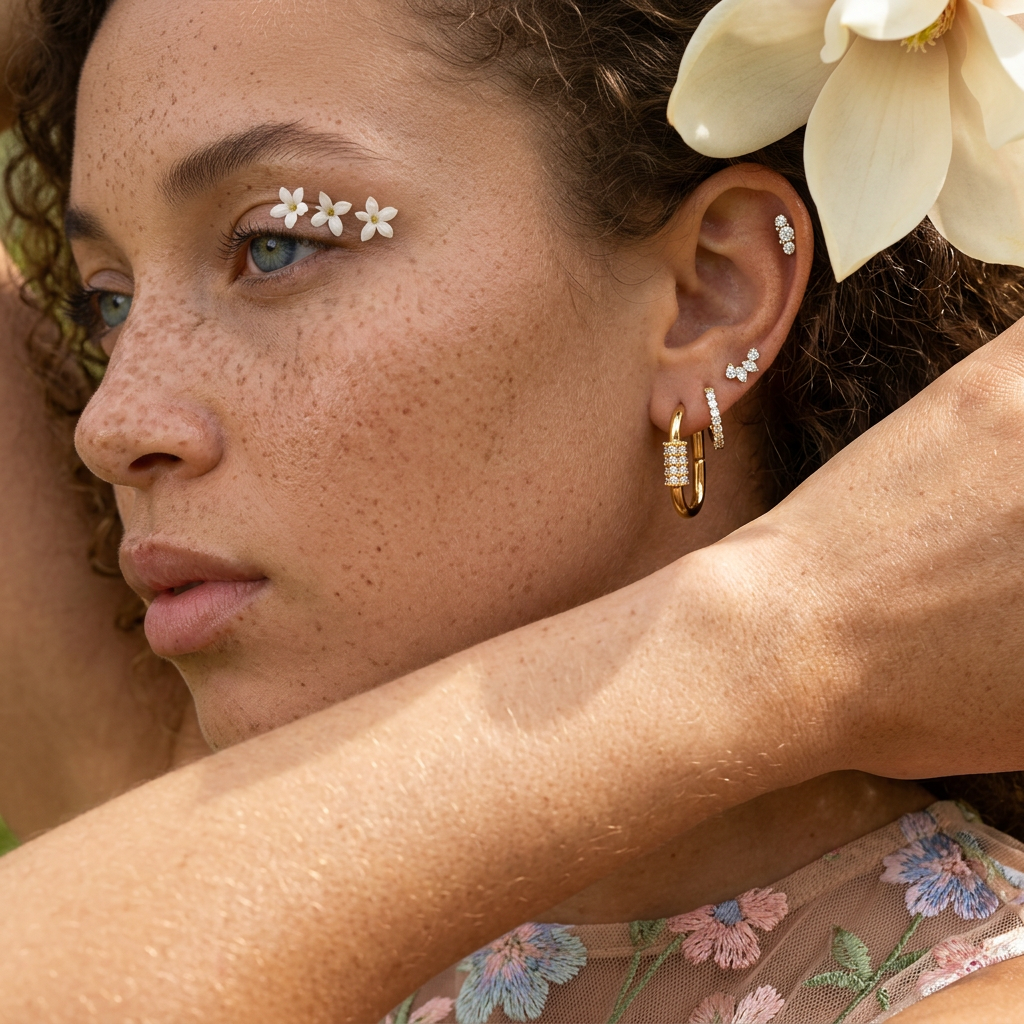Laevia Golden Bar Huggie Earrings