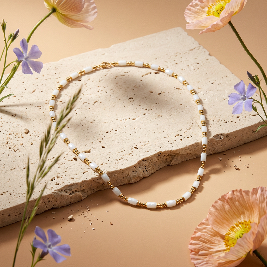 Leonia Golden Bar Strand Necklace