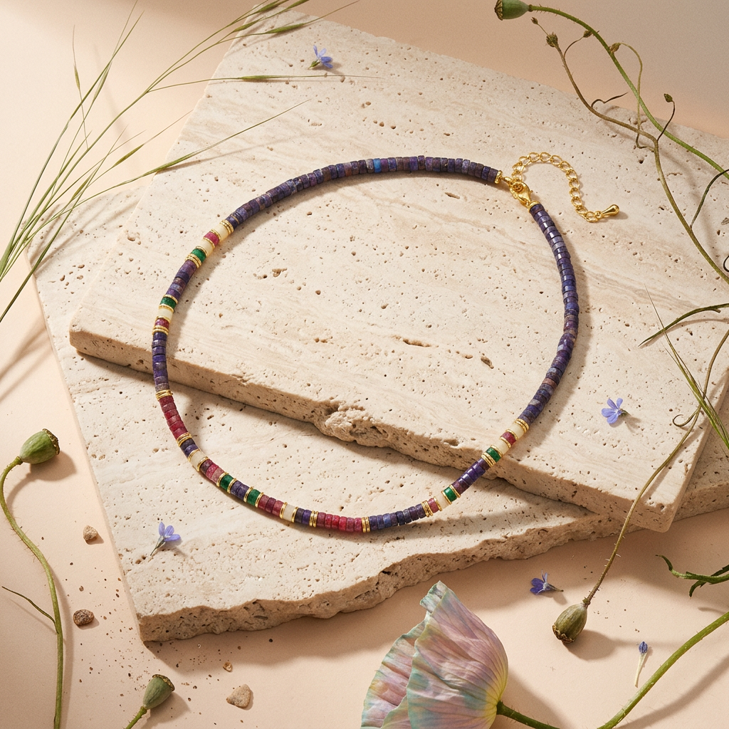 Zaelia Golden Disc Strand Necklace