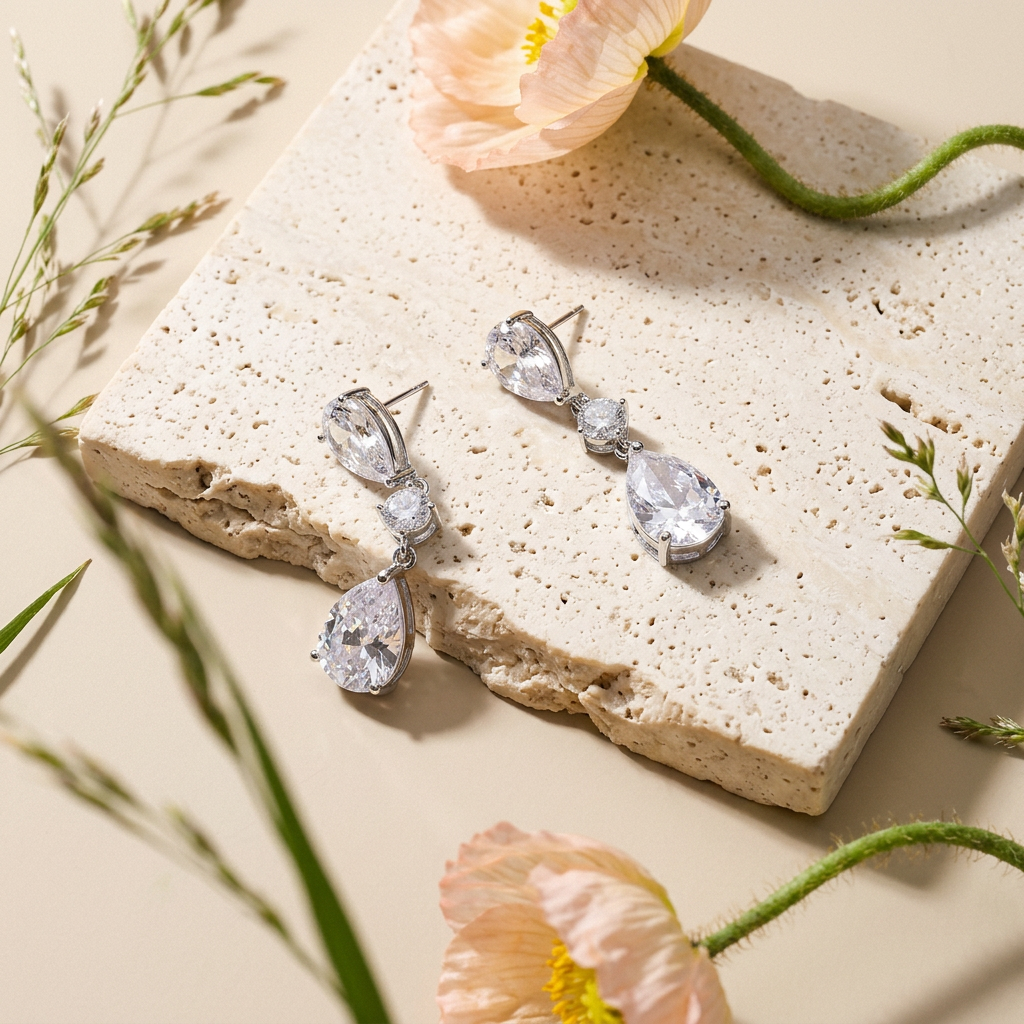 Raevia Silver Pear Drop Earrings