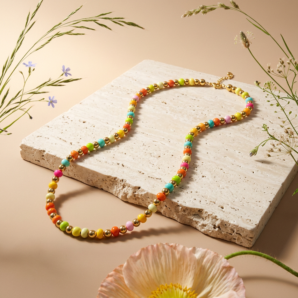 Liornia Golden Disc Strand Necklace