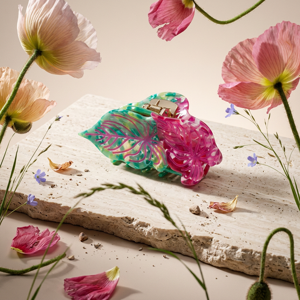 Zionia Marbled Acrylic Leaf Claw Hair accessory