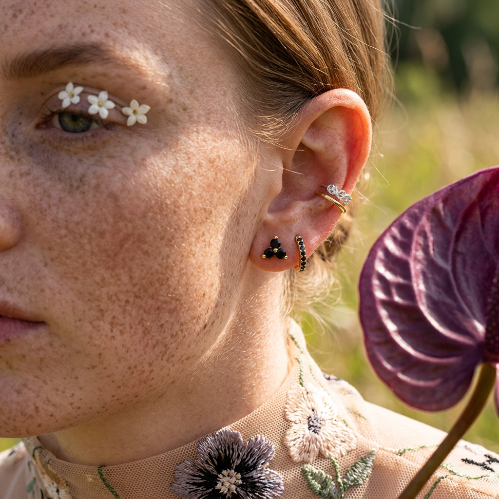 Mionia Golden Cluster Stud Earrings