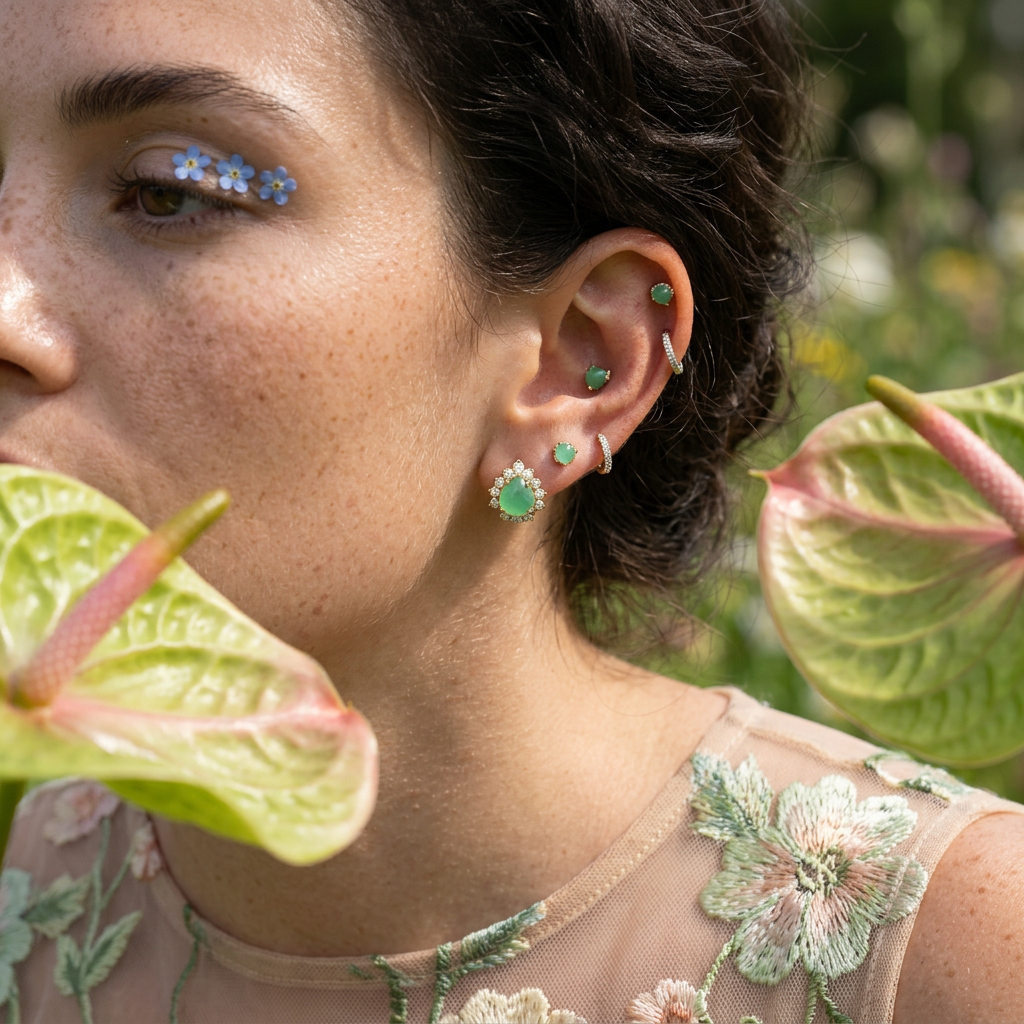 Jaelia Golden Pear Stud Earrings