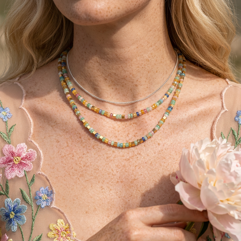 Vionia Golden Rondelle Strand Necklace