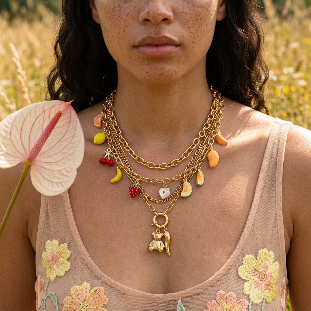 Leaviva Golden Chain Charm Necklace