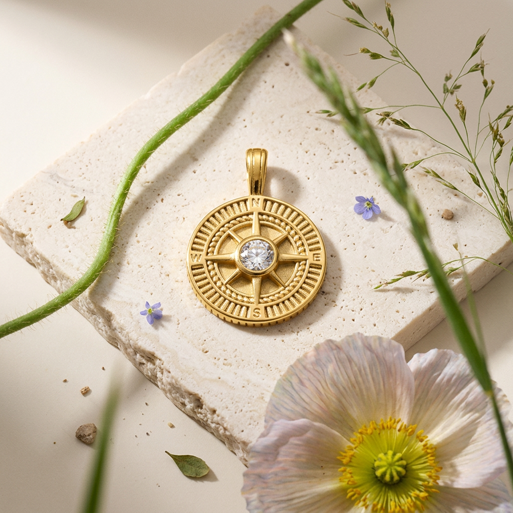 Naevia Golden Disc Pendant Charm