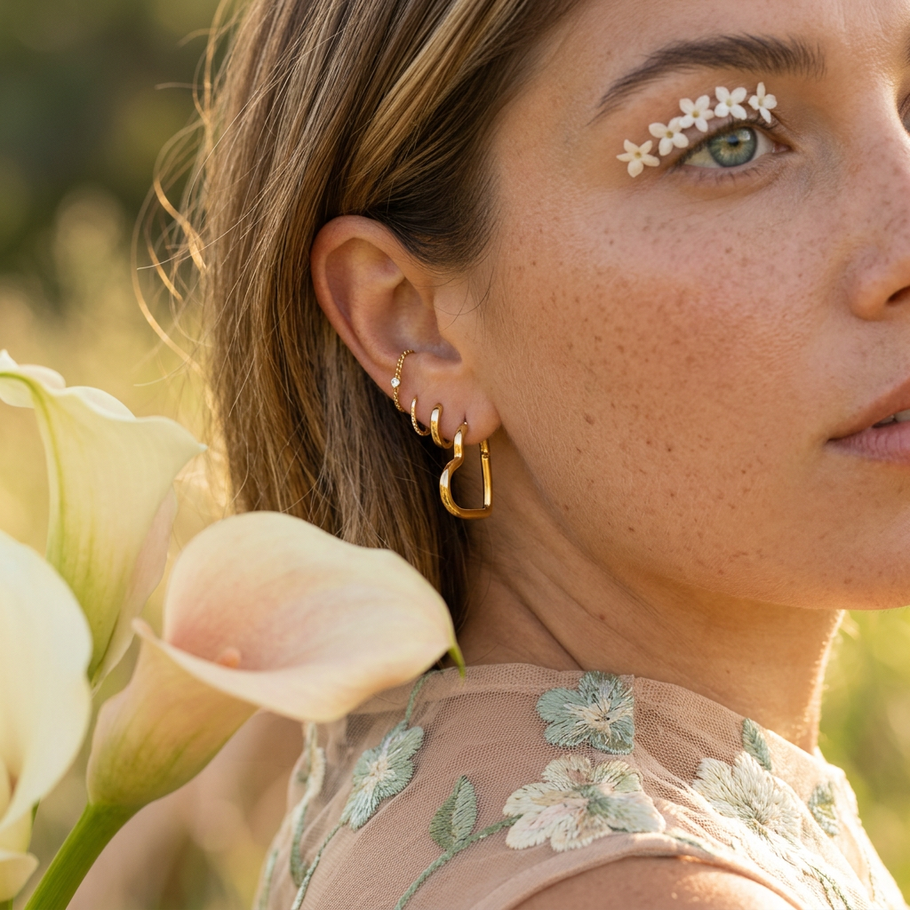 Raelia Golden Heart Huggie Earrings