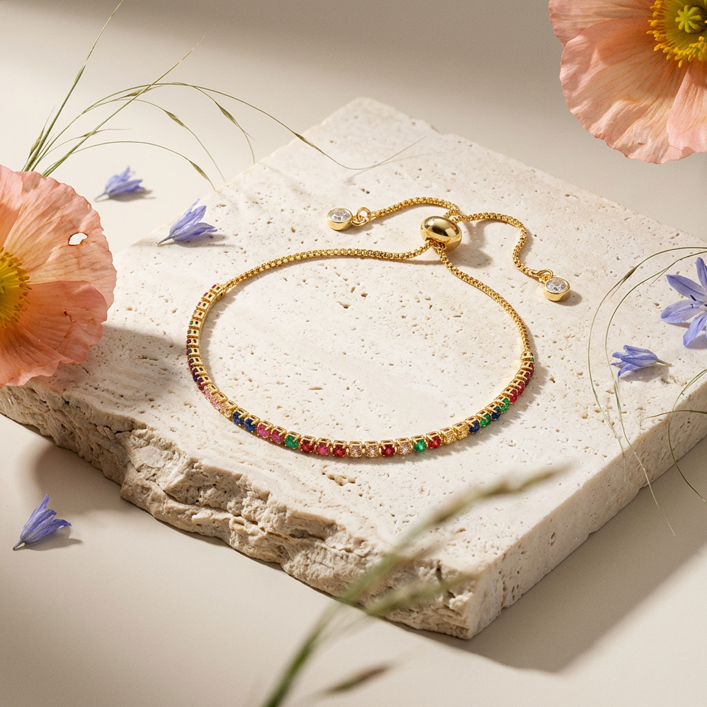 Gialina Golden Orb Tennis Bracelet