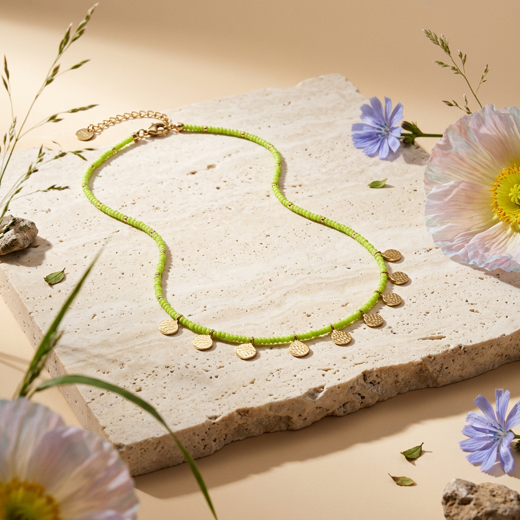Zionia Golden Disc Choker Necklace