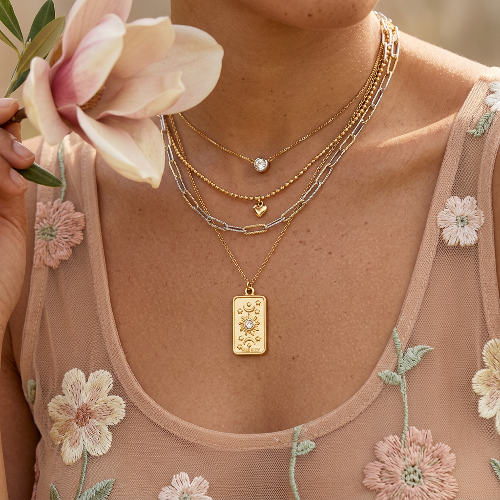 Caelina Golden Bar Pendant Charm