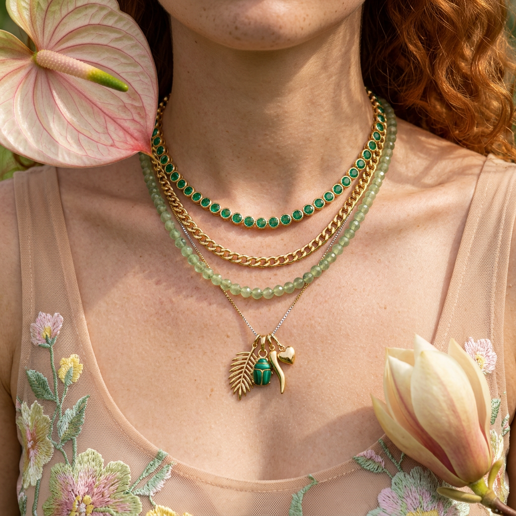Vaelia Golden Orb Tennis Necklace