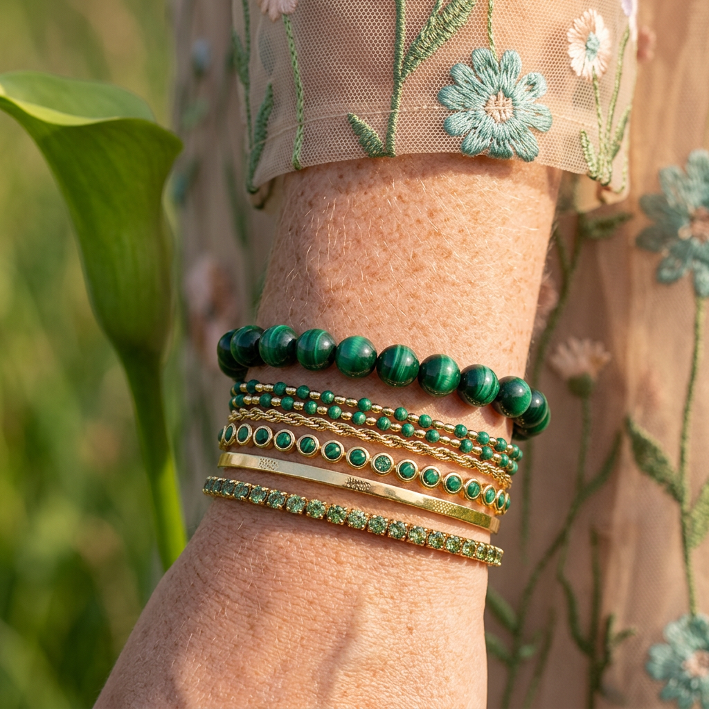 Zeolia Emerald Orb Strand Bracelet