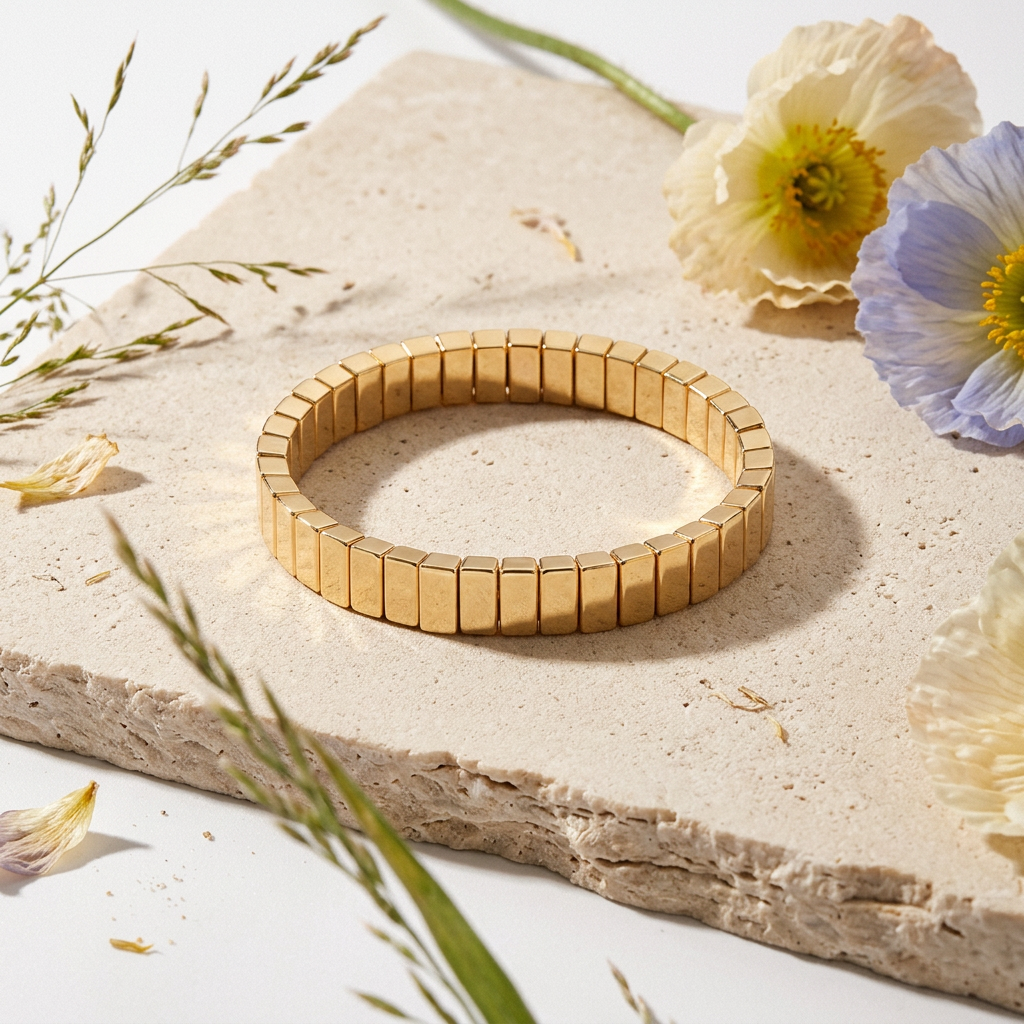 Thaevia Golden Bar Link Bracelet