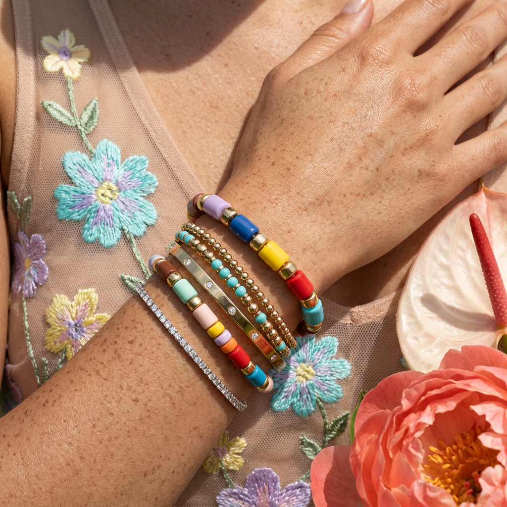 Liovia Golden Bead Strand Bracelet