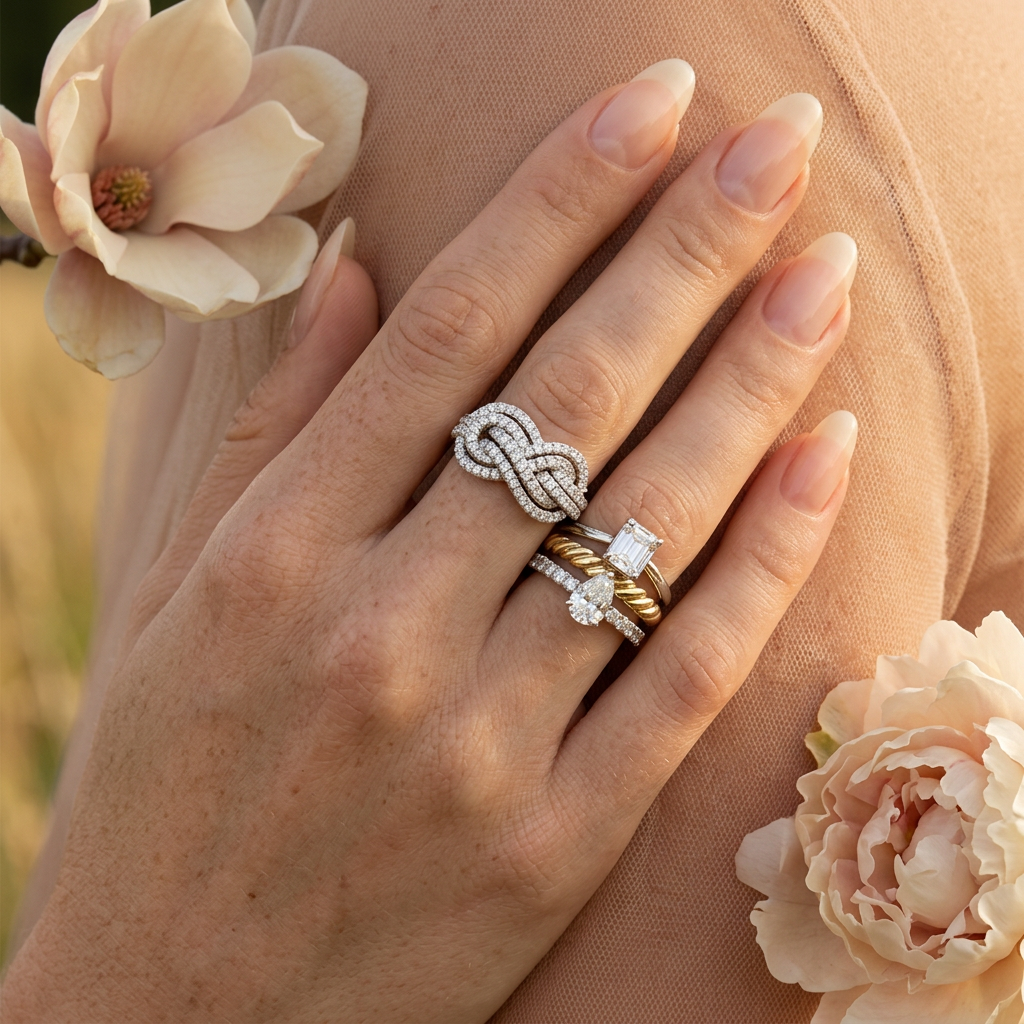 Vealia Silver Knot Statement Ring