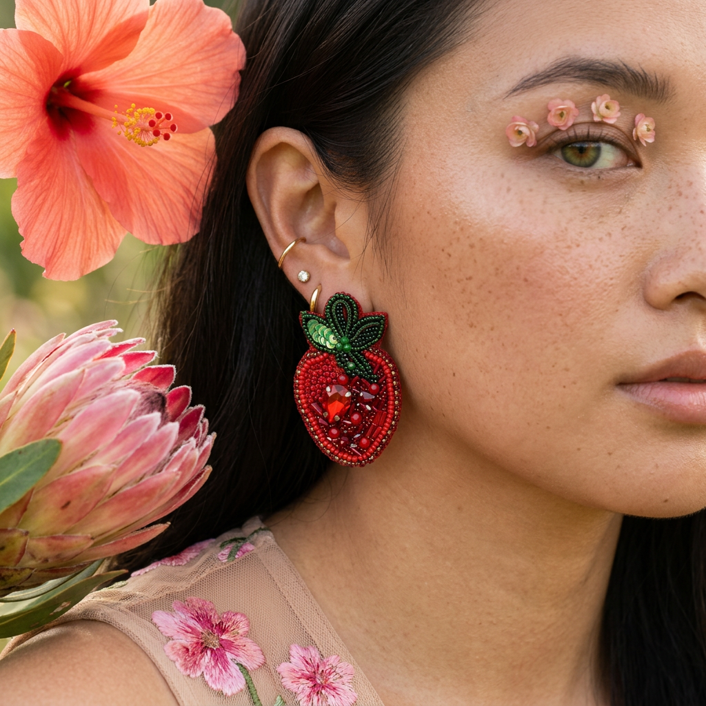 Ziomia Beaded Cluster Stud Earrings