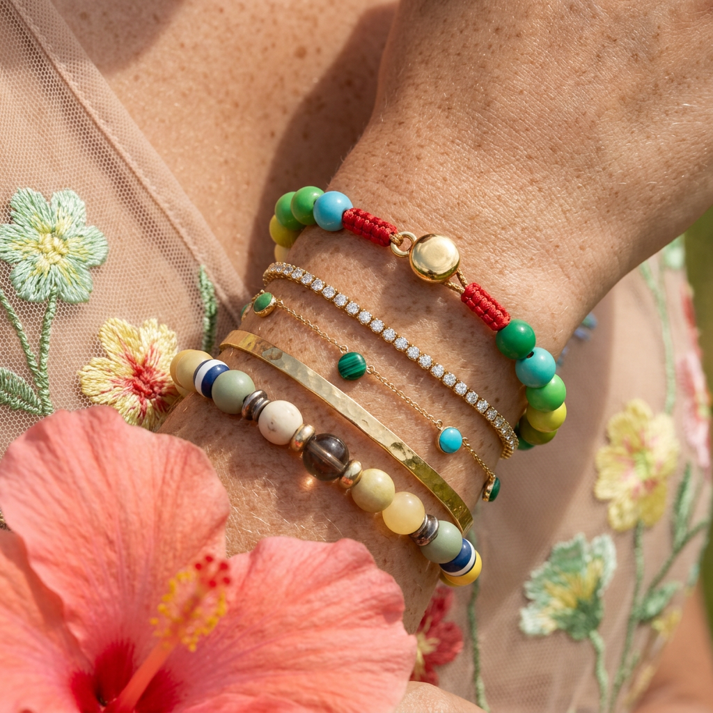 Taeonia Golden Orb Bead Strand Bracelet