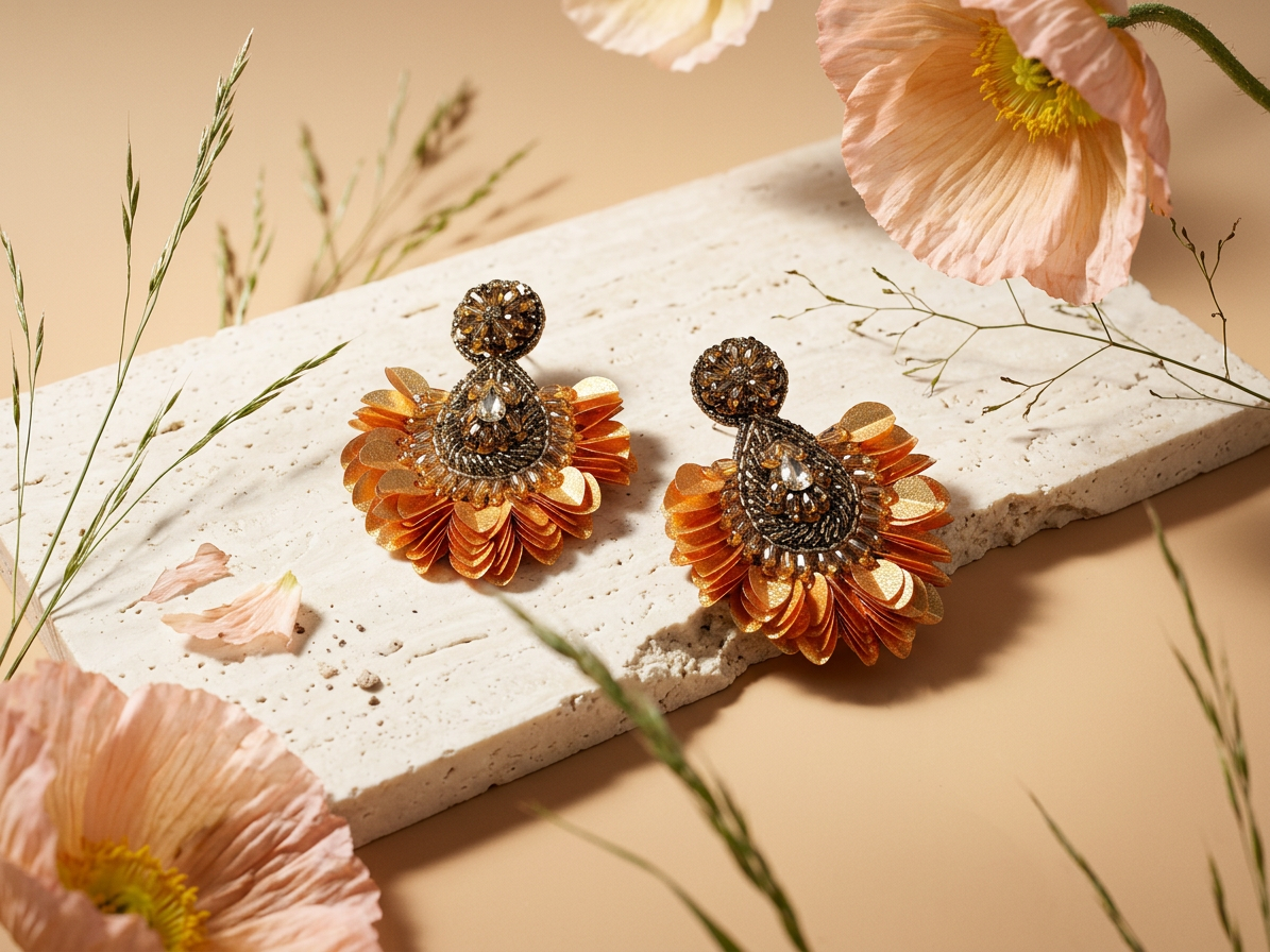 Vionia Golden Teardrop Drop Earrings
