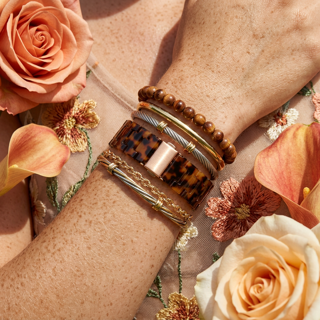 Kaelia Rose Gold Link Bracelet bands.